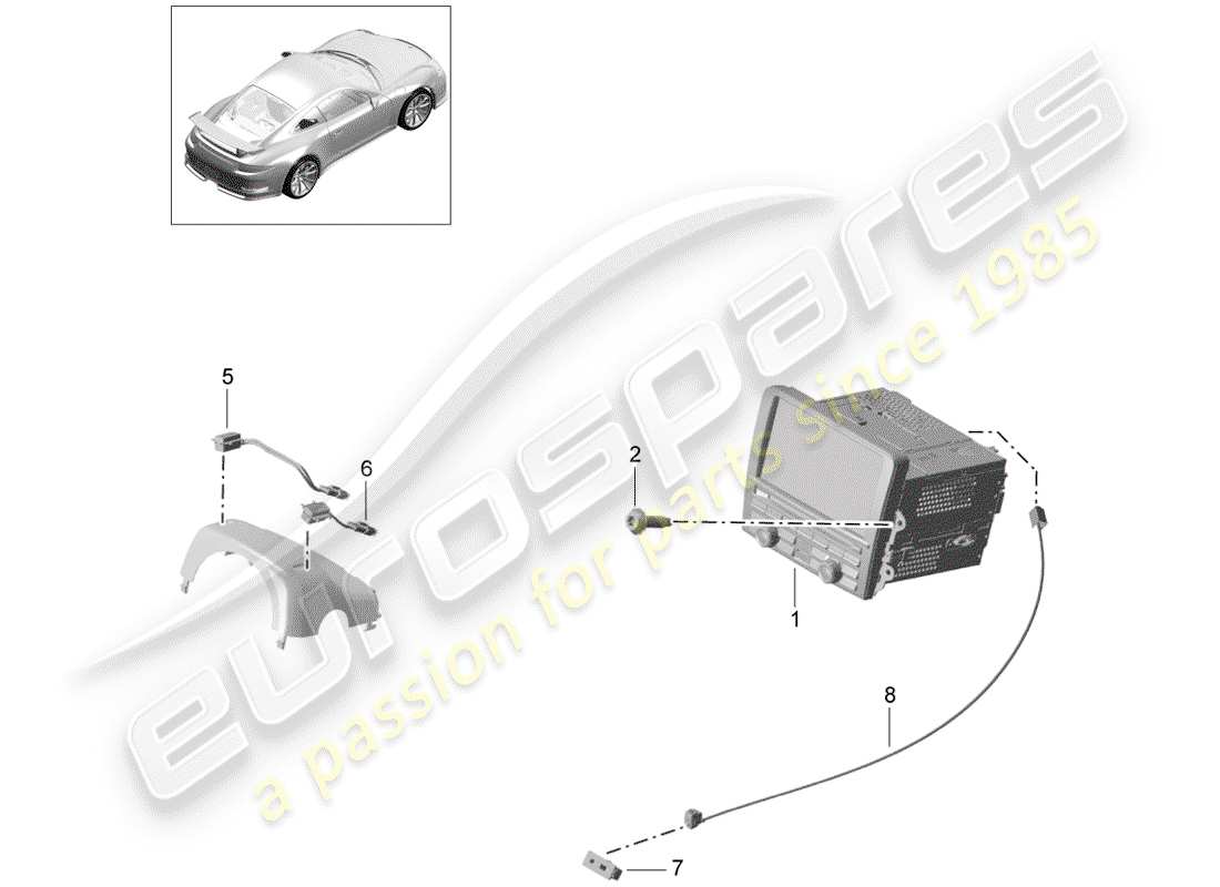 Porsche 991R/GT3/RS (2014) operating unit Parts Diagram