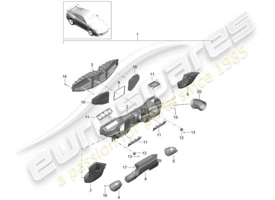 a part diagram from the Porsche 991R/GT3/RS parts catalogue