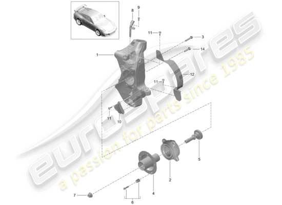 a part diagram from the Porsche 991R/GT3/RS parts catalogue