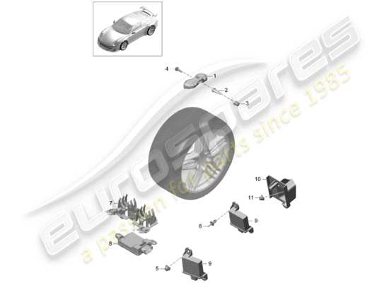 a part diagram from the Porsche 991R/GT3/RS parts catalogue