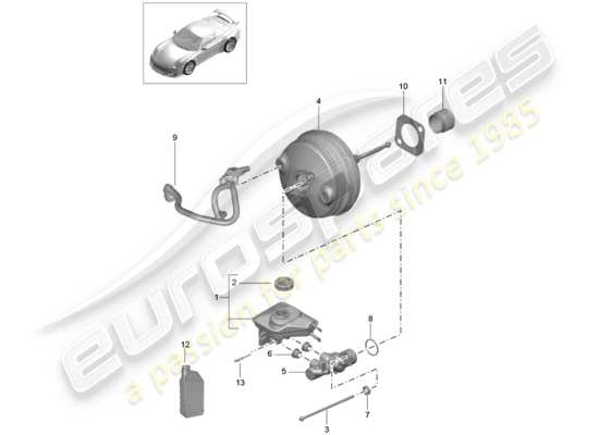 a part diagram from the Porsche 991R/GT3/RS parts catalogue