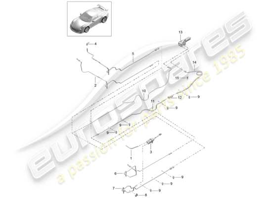 a part diagram from the Porsche 991R/GT3/RS parts catalogue