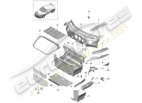 a part diagram from the Porsche 991R/GT3/RS parts catalogue