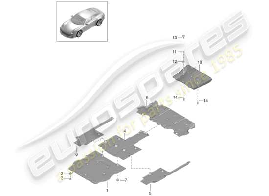 a part diagram from the Porsche 991R/GT3/RS (2014) parts catalogue