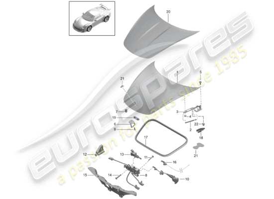 a part diagram from the Porsche 991R/GT3/RS parts catalogue