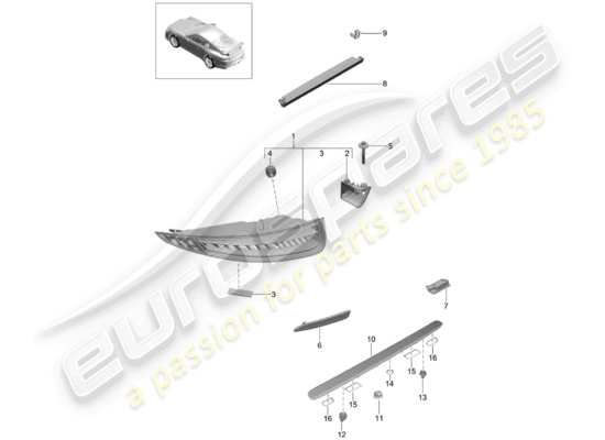 a part diagram from the Porsche 991R/GT3/RS parts catalogue