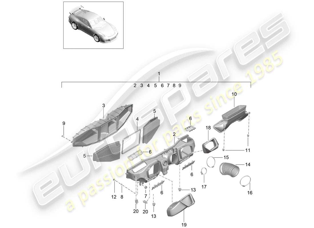 Porsche 991R/GT3/RS (2015) AIR CLEANER Part Diagram