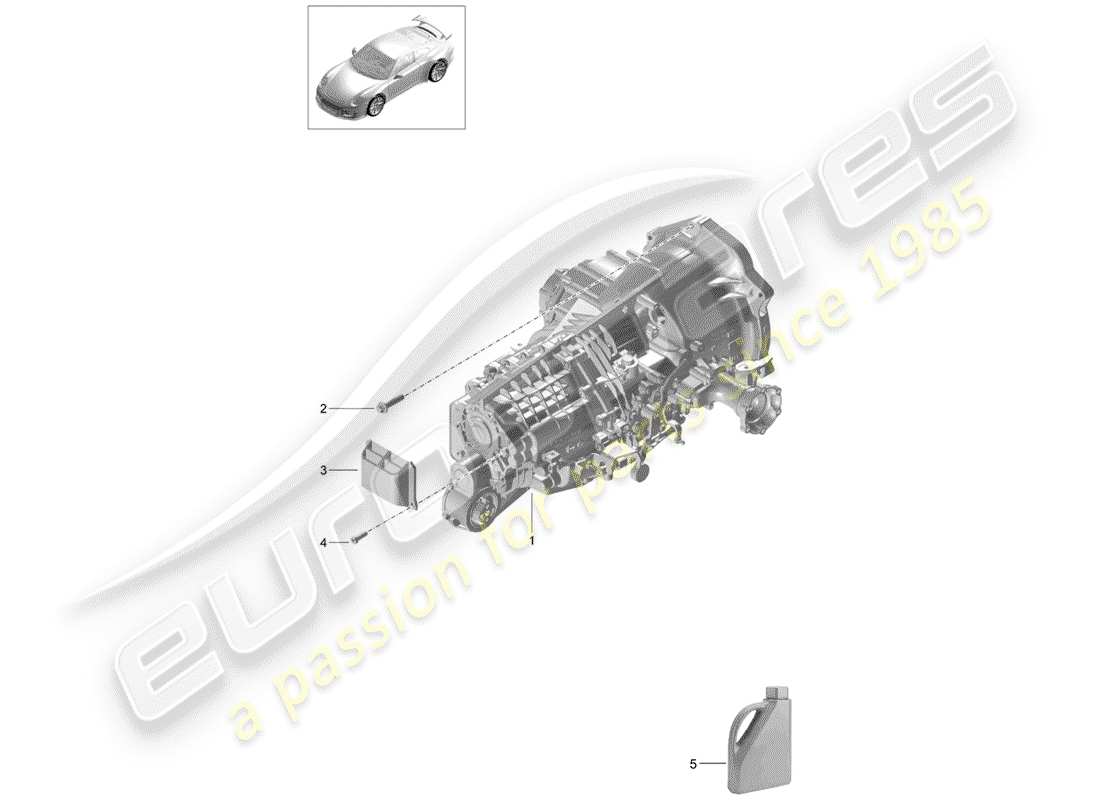 Porsche 991R/GT3/RS (2015) MANUAL GEARBOX Part Diagram