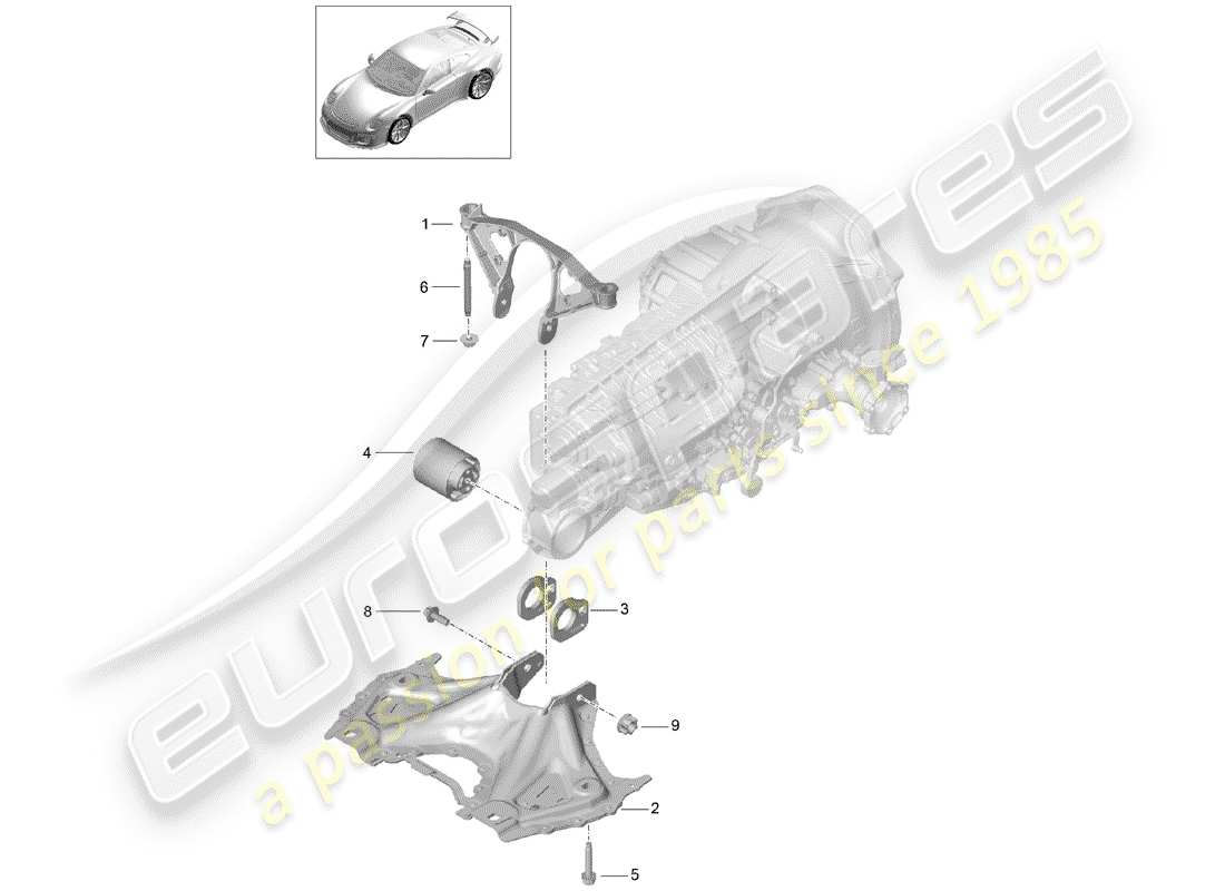 Porsche 991R/GT3/RS (2015) sub frame Part Diagram