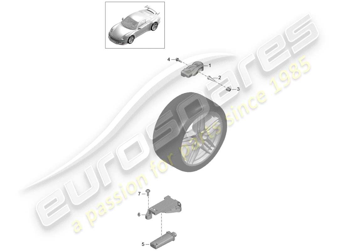 Porsche 991R/GT3/RS (2015) TIRE PRESSURE CONTROL SYSTEM Part Diagram