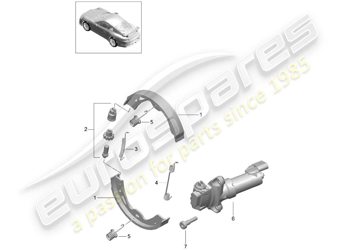 Porsche 991R/GT3/RS (2015) PARKING BRAKE Part Diagram