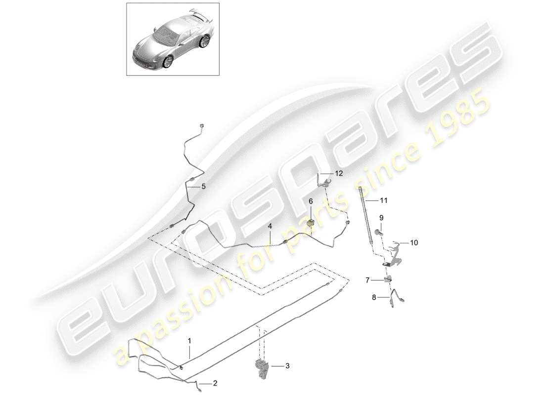 Porsche 991R/GT3/RS (2015) brake line Part Diagram