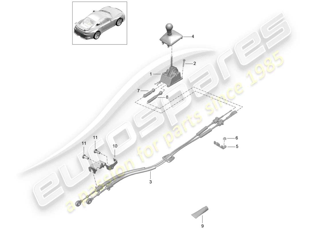 Porsche 991R/GT3/RS (2015) SHIFT MECHANISM Part Diagram