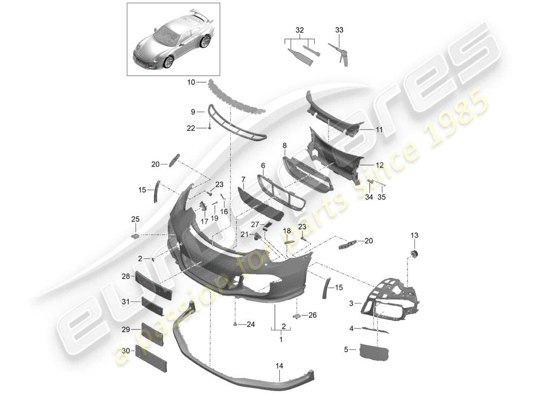 Porsche 991R/GT3/RS (2015) BUMPER Part Diagram