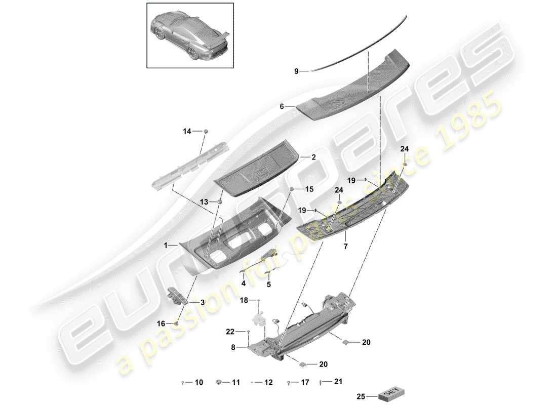 Porsche 991R/GT3/RS (2015) COVER Part Diagram