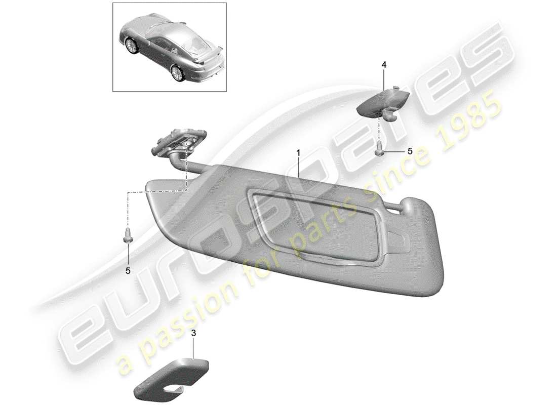 Porsche 991R/GT3/RS (2015) SUN VIZORS Part Diagram