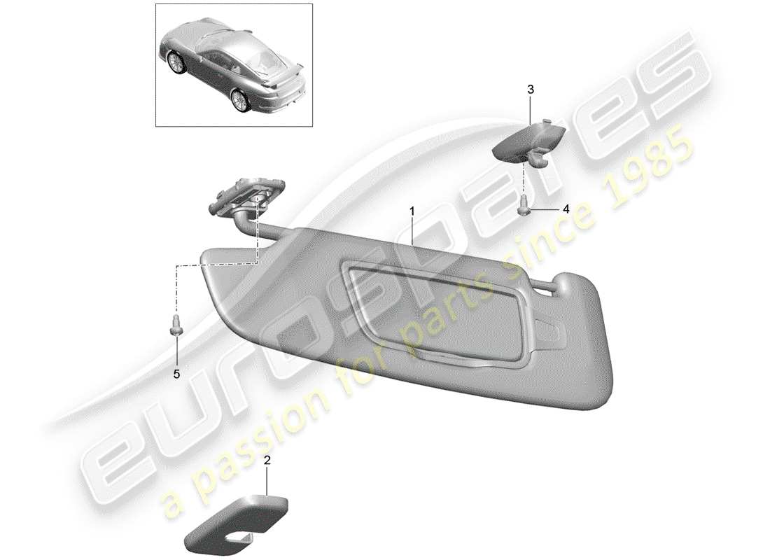 Porsche 991R/GT3/RS (2015) SUN VIZORS Part Diagram