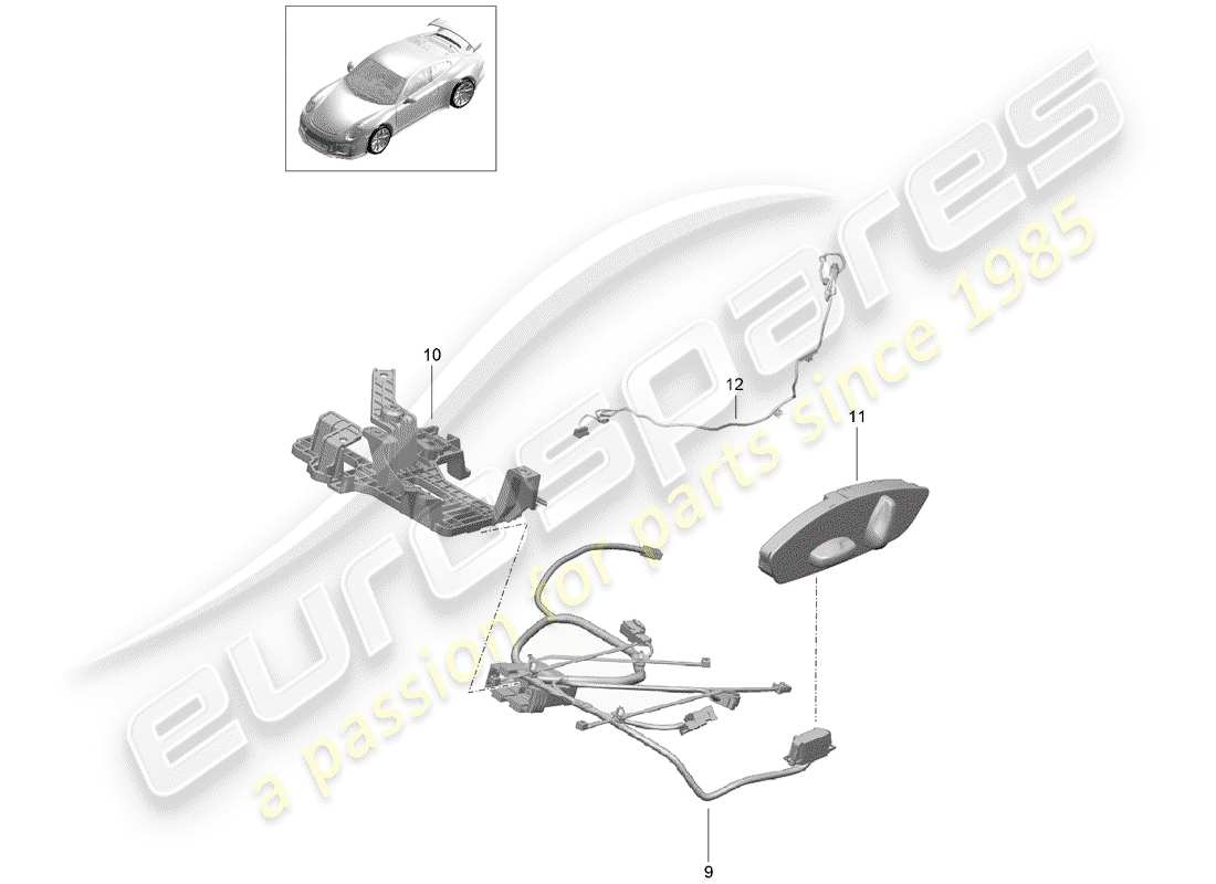 Porsche 991R/GT3/RS (2015) wiring harnesses Part Diagram