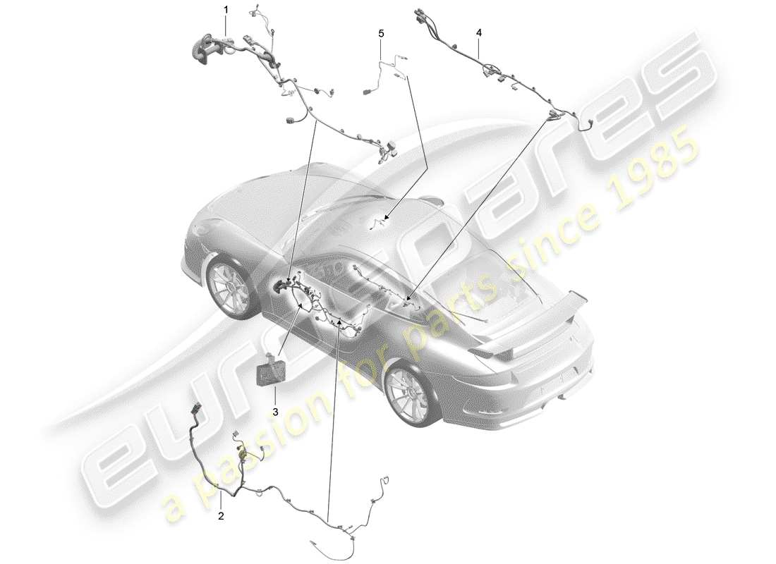 Porsche 991R/GT3/RS (2015) wiring harnesses Part Diagram