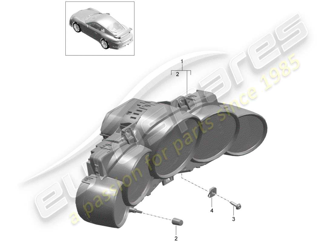 Porsche 991R/GT3/RS (2015) INSTRUMENT CLUSTER Part Diagram