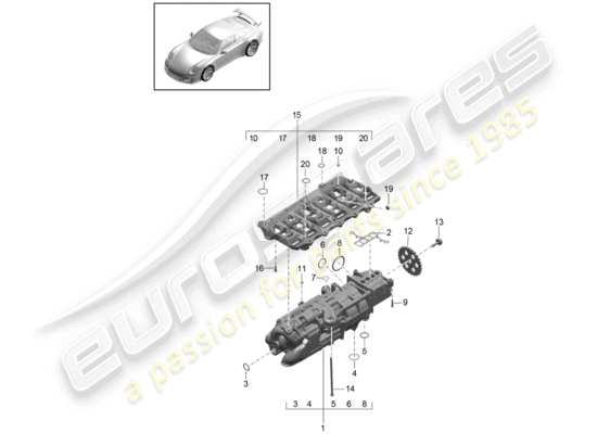 a part diagram from the Porsche 991R/GT3/RS parts catalogue