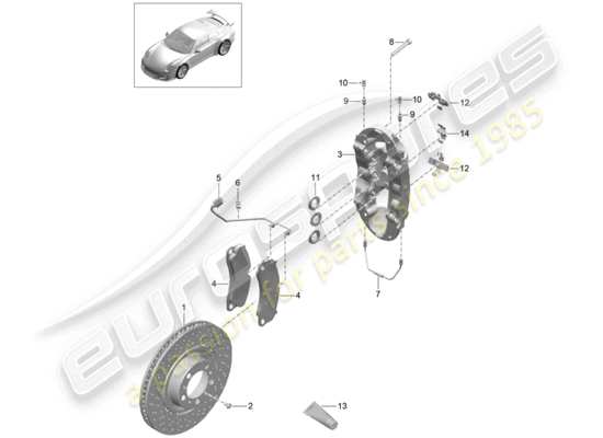 a part diagram from the Porsche 991R/GT3/RS parts catalogue