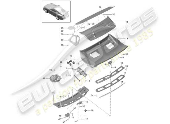 a part diagram from the Porsche 991R/GT3/RS parts catalogue