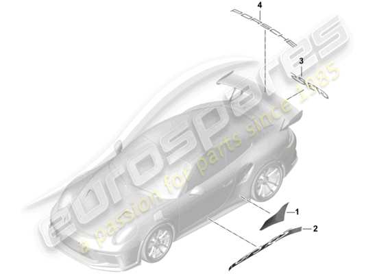 a part diagram from the Porsche 991R/GT3/RS parts catalogue