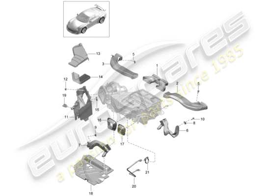 a part diagram from the Porsche 991R/GT3/RS parts catalogue