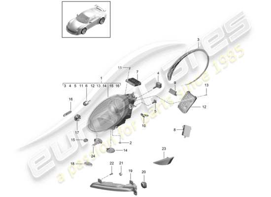 a part diagram from the Porsche 991R/GT3/RS parts catalogue