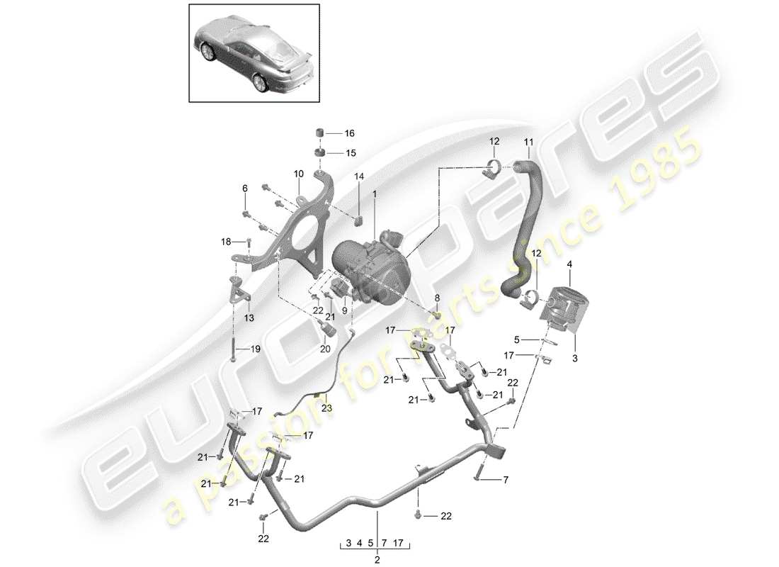 Porsche 991R/GT3/RS (2016) Secondary Air Pump Part Diagram