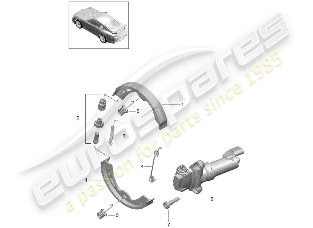 Porsche 991R/GT3/RS (2016) PARKING BRAKE Part Diagram