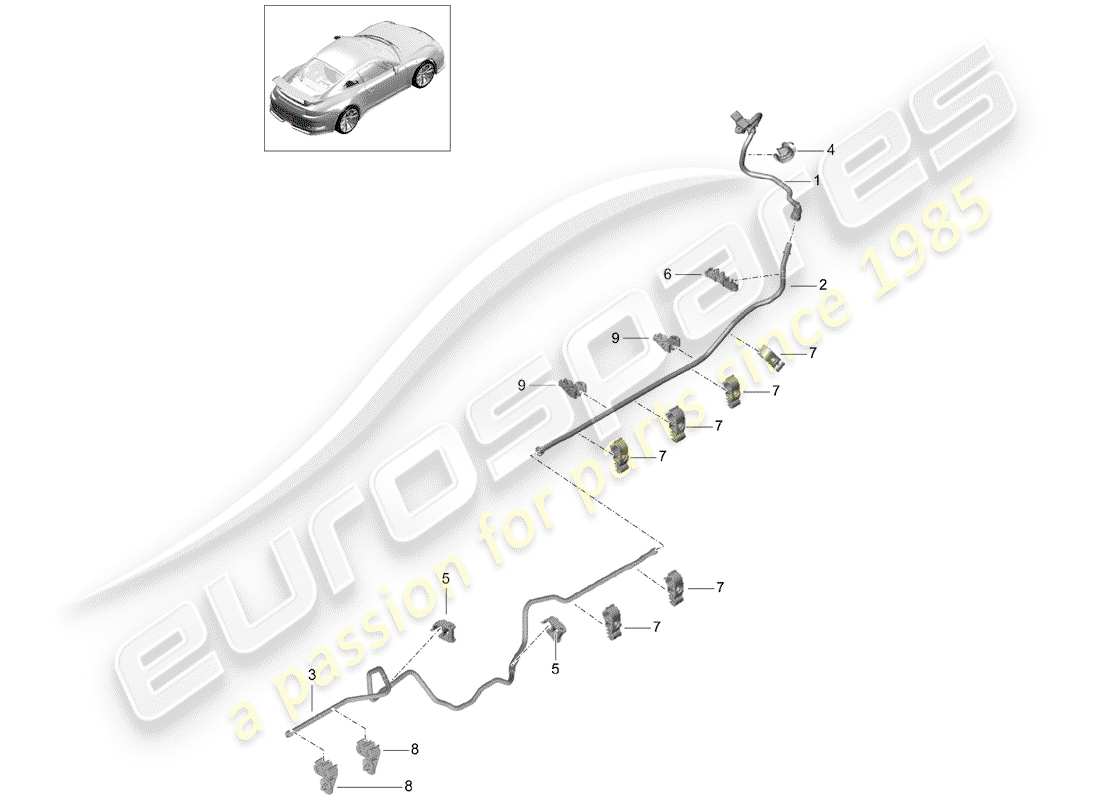 Porsche 991R/GT3/RS (2016) VACUUM LINE Part Diagram