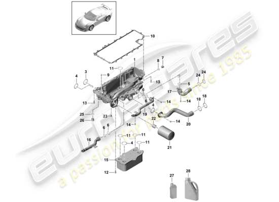 a part diagram from the Porsche 991R/GT3/RS parts catalogue