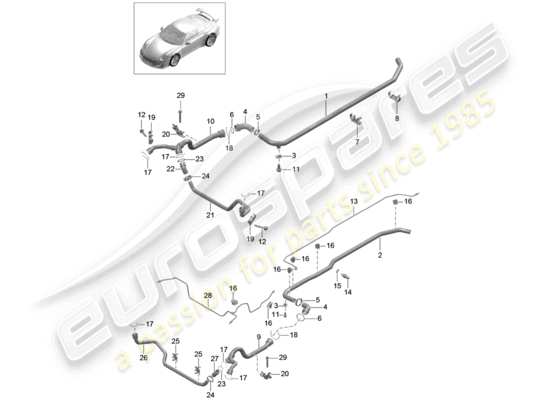 a part diagram from the Porsche 991R/GT3/RS parts catalogue