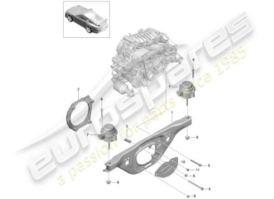 a part diagram from the Porsche 991R/GT3/RS (2016) parts catalogue