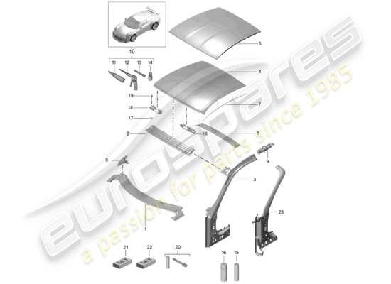 a part diagram from the Porsche 991R/GT3/RS parts catalogue