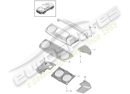 a part diagram from the Porsche 991R/GT3/RS parts catalogue