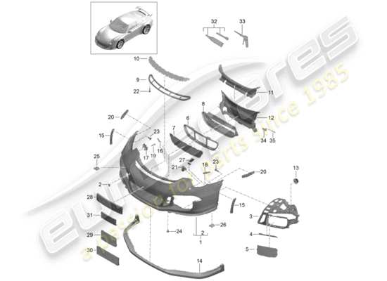 a part diagram from the Porsche 991R/GT3/RS parts catalogue