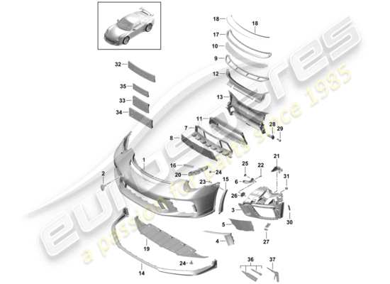 a part diagram from the Porsche 991R/GT3/RS parts catalogue