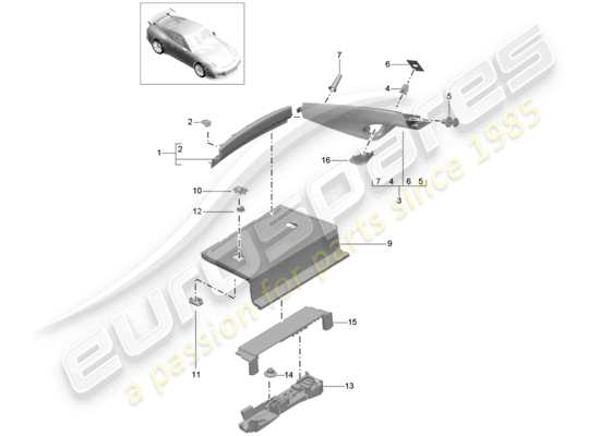 a part diagram from the Porsche 991R/GT3/RS parts catalogue