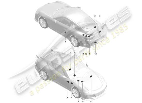 a part diagram from the Porsche 991R/GT3/RS (2017) parts catalogue