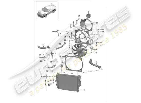 a part diagram from the Porsche 991R/GT3/RS parts catalogue