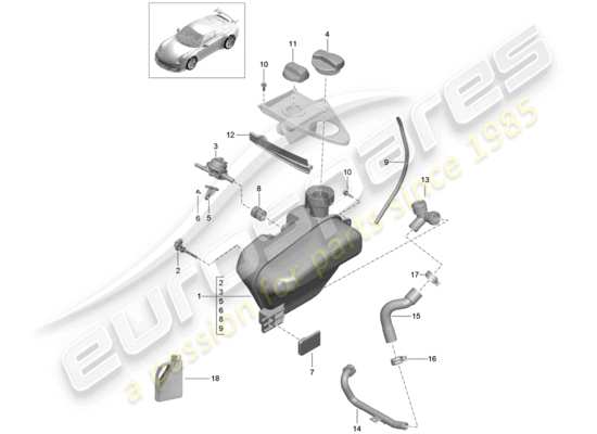 a part diagram from the Porsche 991R/GT3/RS parts catalogue