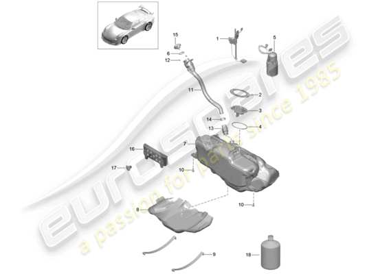 a part diagram from the Porsche 991R/GT3/RS parts catalogue