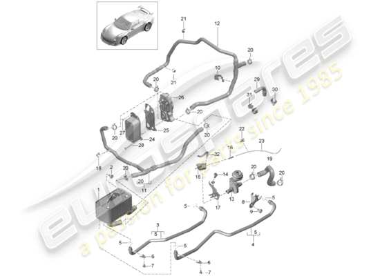 a part diagram from the Porsche 991R/GT3/RS parts catalogue