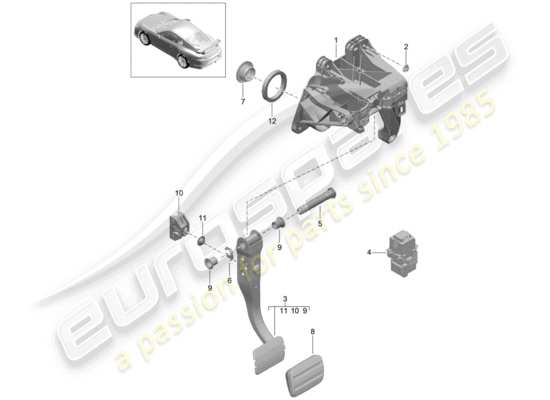 a part diagram from the Porsche 991R/GT3/RS parts catalogue