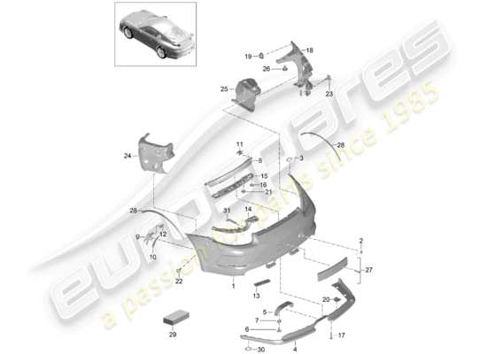 a part diagram from the Porsche 991R/GT3/RS parts catalogue