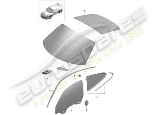 a part diagram from the Porsche 991R/GT3/RS parts catalogue