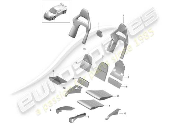 a part diagram from the Porsche 991R/GT3/RS parts catalogue